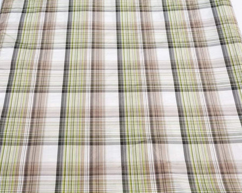 Green Beige Plaid Light Weight Taffeta Fabric 2 yards  ATW00016